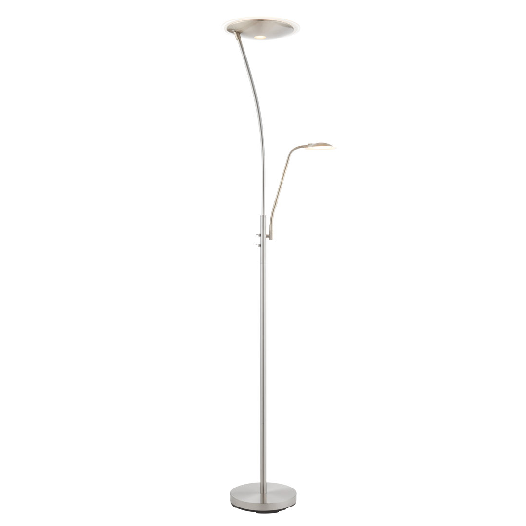 Zipcode Design Ashtyn 180cm LED Uplighter Floor Lamp Satin Chrome 180cm H X 30cm W X 30cm D
